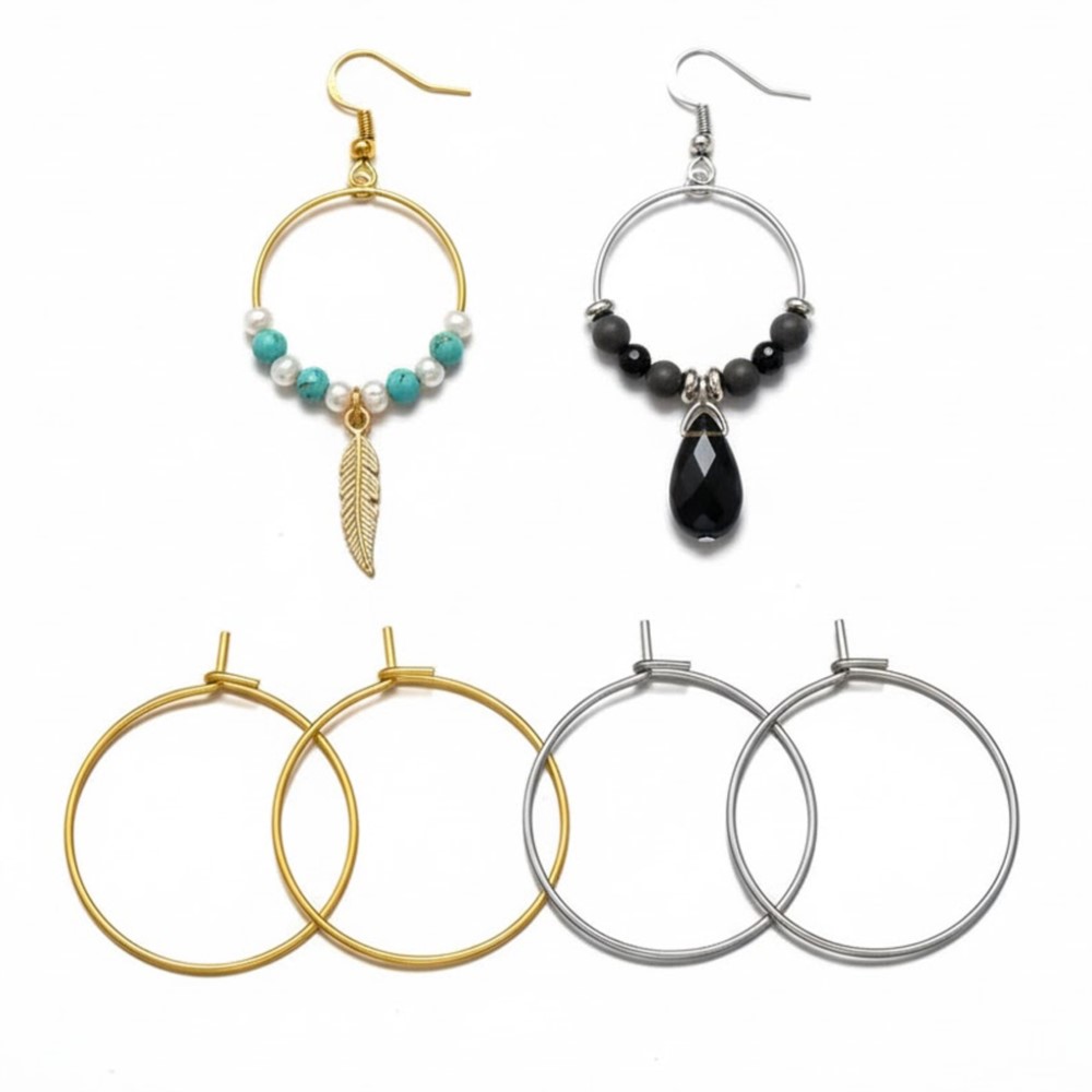 Hoop Earrings - 50 قطعة من حلقات الأقراط الدائرية