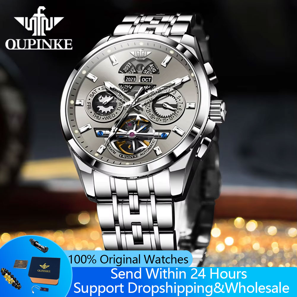 Automatic Watch Winder - OUPINKE 3251 ساعة رجالية هيكل عظمي
