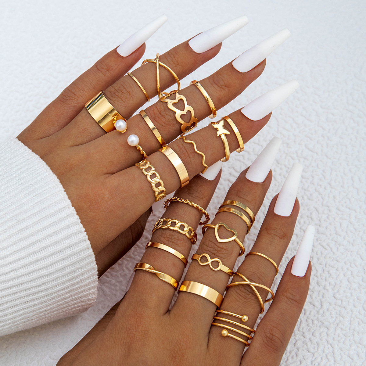 Minimalist Ring Stackable - فراشة الشكل 8 حلقة مجموعة 14/23