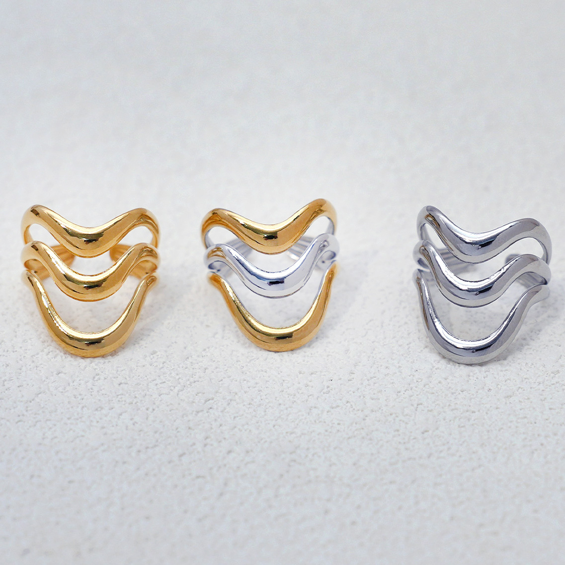 خواتم هندسية خطية بلونين بتصمي - مراجعة Minimalist Ring Stackable وسعره