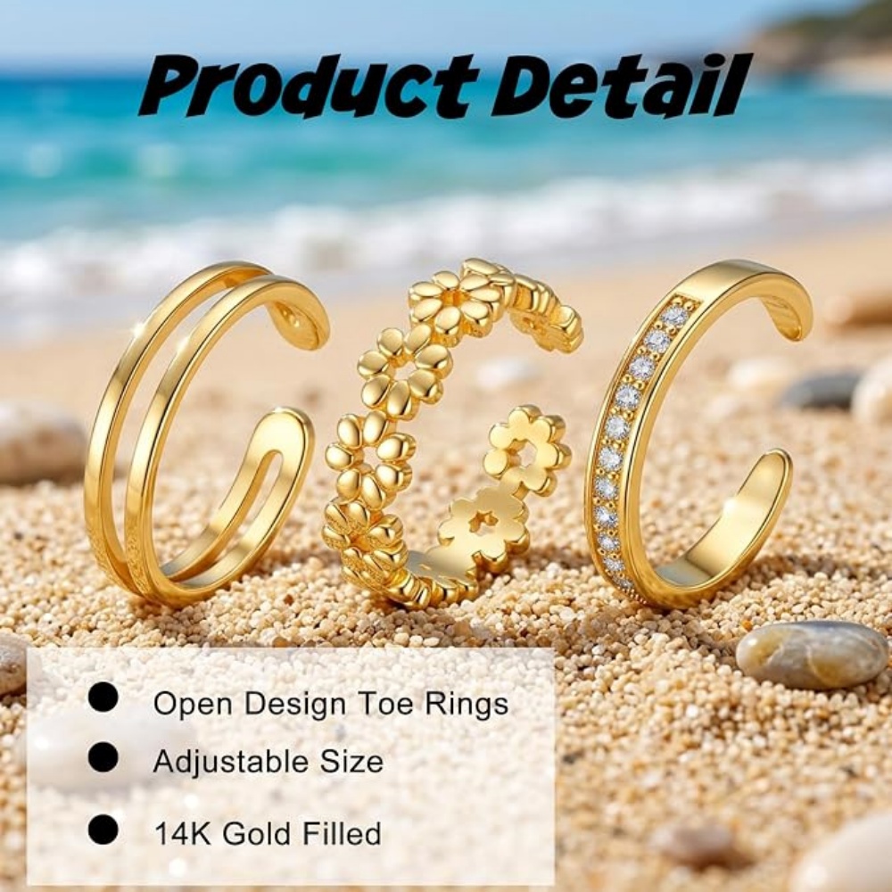 طقم خواتم ذهبية قابلة للتعديل  - مراجعة Minimalist Ring Stackable وسعره