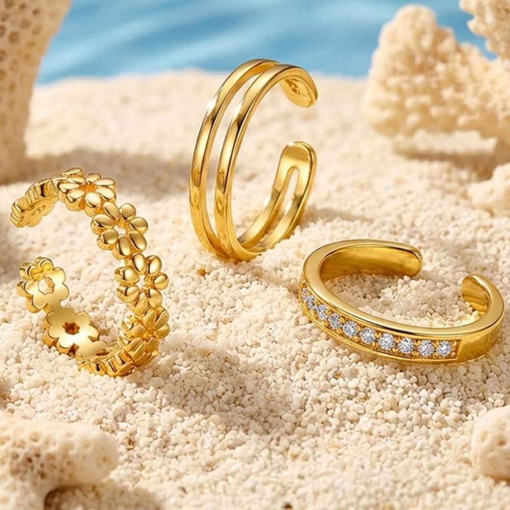 طقم خواتم ذهبية قابلة للتعديل  - مراجعة Minimalist Ring Stackable وسعره