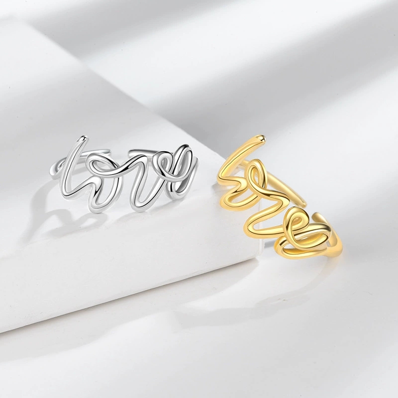 خاتم مفتوح بتصميم حرف LOVE، خا - مراجعة Minimalist Ring Stackable وسعره