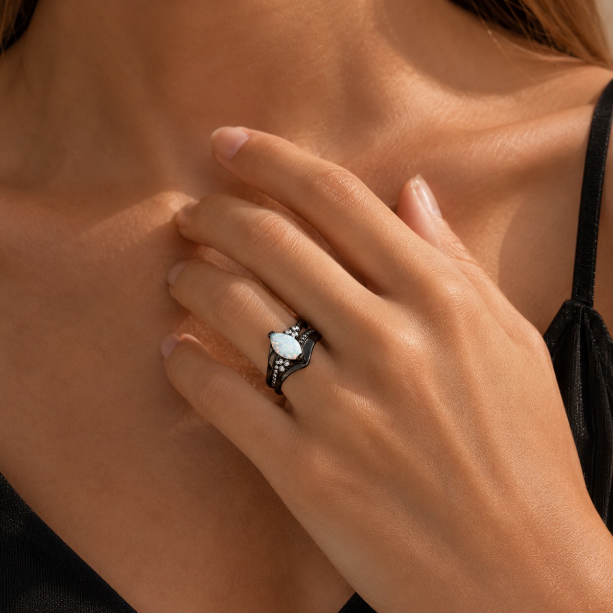 خاتم فاخر من الذهب الأسود مع ح - مراجعة Minimalist Ring Stackable وسعره