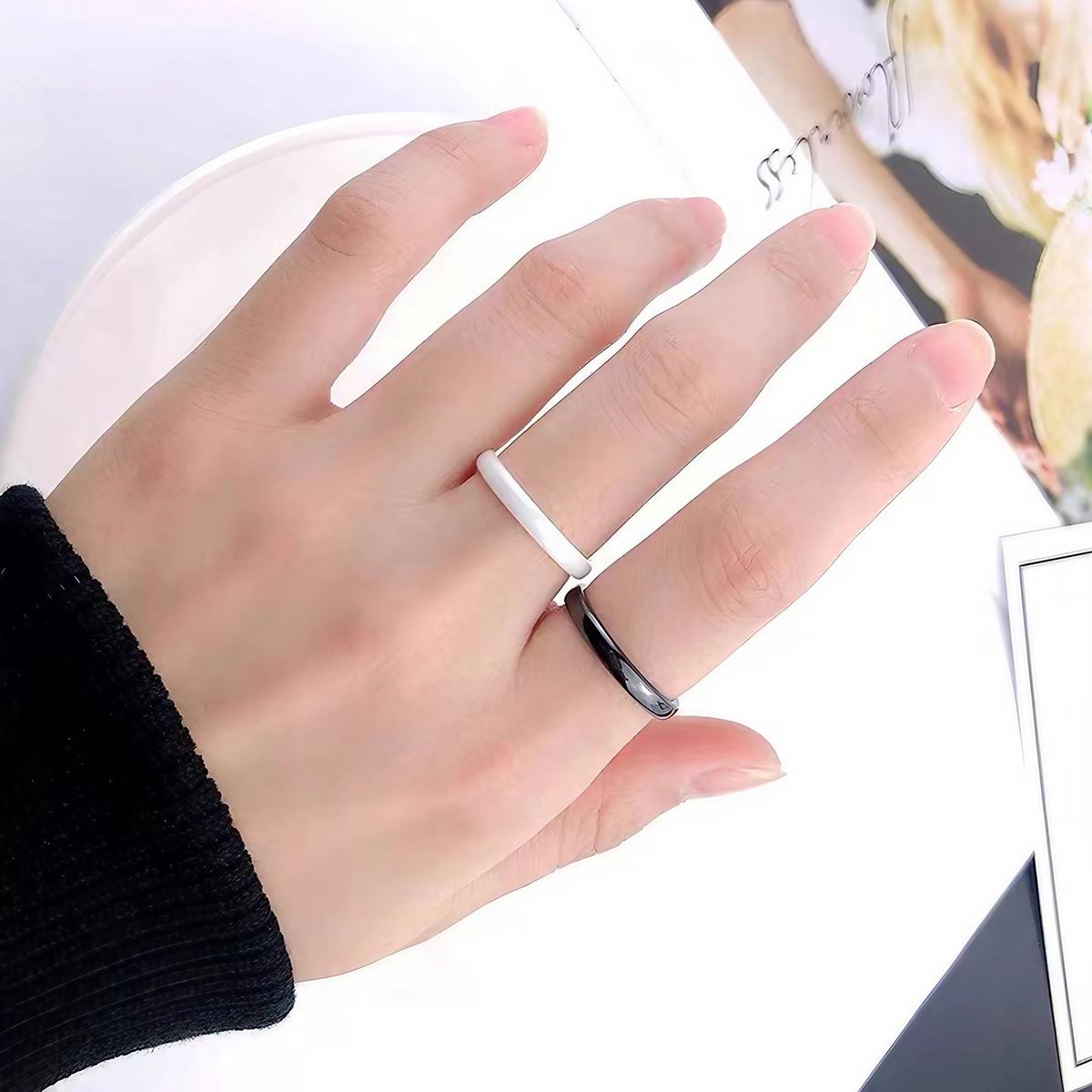 خاتم زفاف سيراميك 3 مم للنساء، - مراجعة Minimalist Ring Stackable وسعره